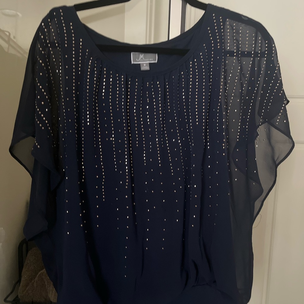 Navy blue top with sparkle deteils